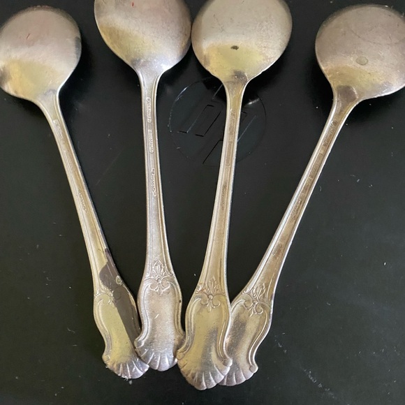 Vintage 4 National Silver Guildcraft Concerto 1944 MCM Regency Soup Spoon Set - Picture 7 of 13